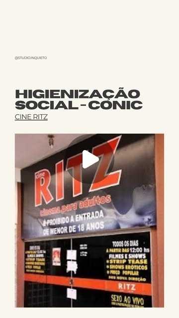Capa do vídeo "Cine Ritz, o cinema pornô do Conic", da série Geografia do Desejo, Studio Inquieto
